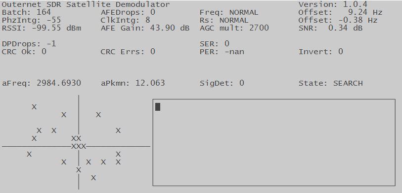 $ demod-presets euraf 2.5.2 Running the decoder With the demodulator running, open up a new terminal window to start the decoder.