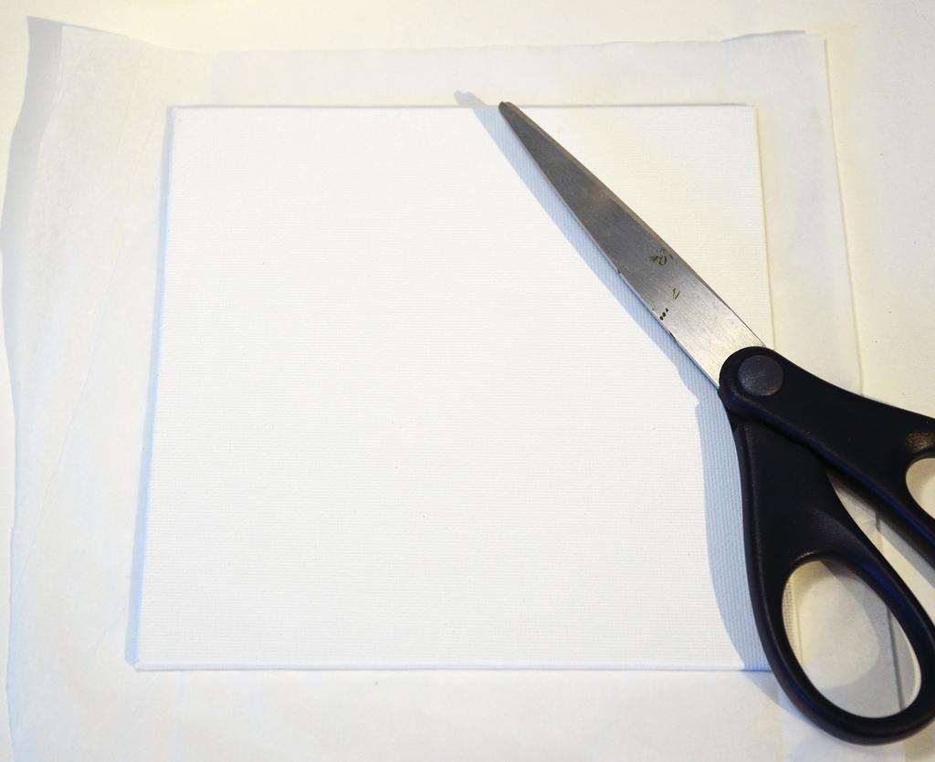 2 Prepare a Tissue Paper Background Figure 2 1. Cut a piece of craft tissue paper slightly larger than your canvas.