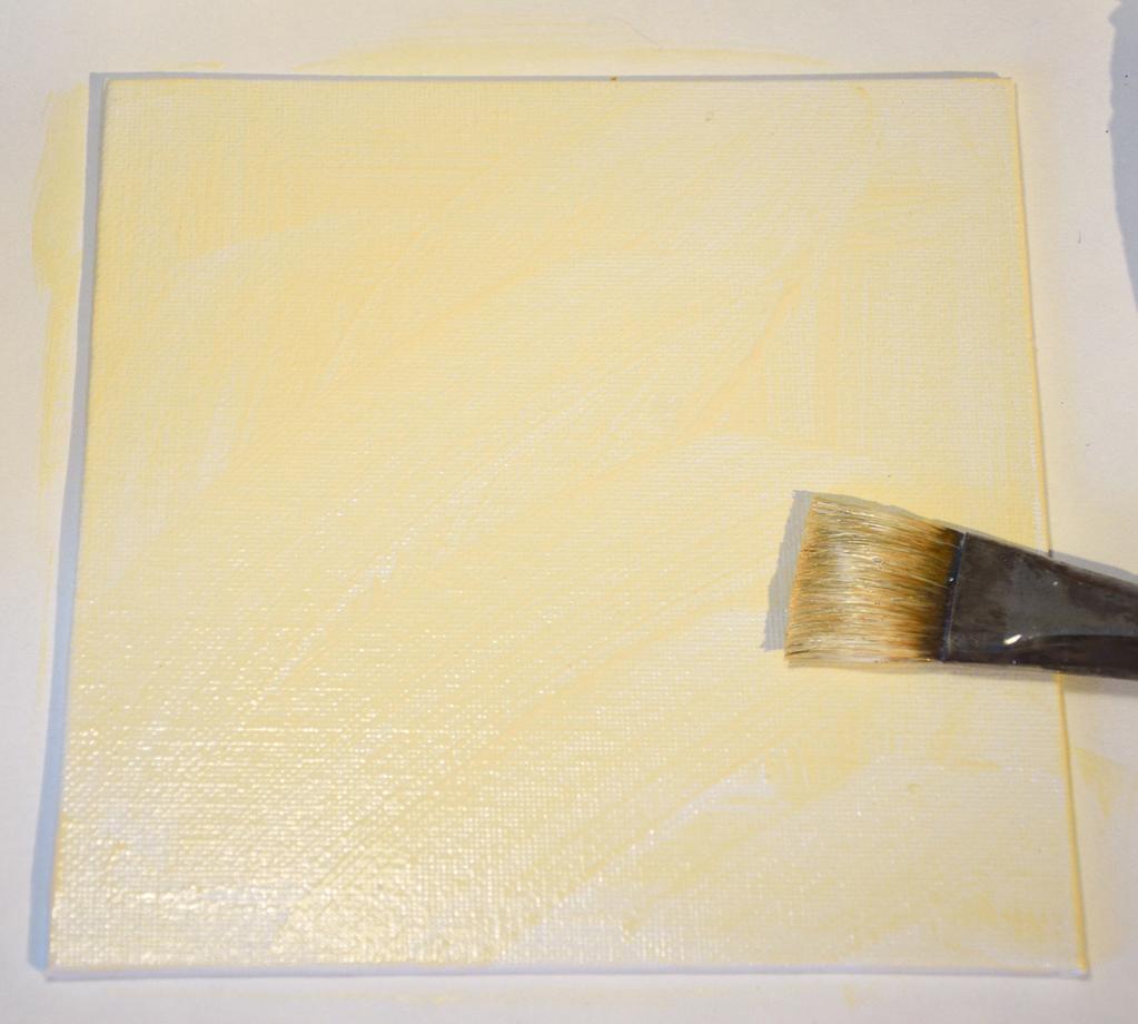 Mix just enough gesso and water to cover the canvas with two coats. Use an approximate three-to-one ratio of gesso and water.