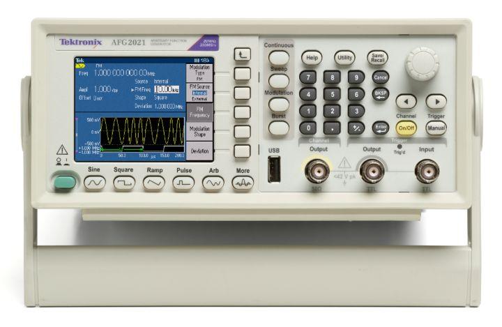 Arbitrary/Function Generator AFG2021 Datasheet 2U height and half-rack width fits both benchtop and rack-mounted applications Free ArbExpress software makes waveform editing and downloading extremely