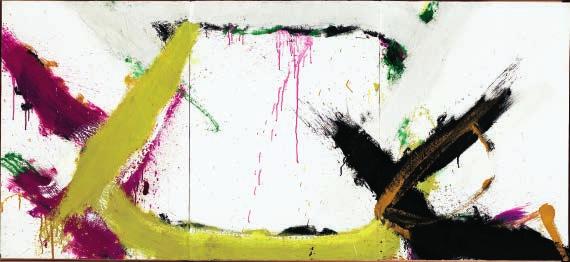 Norman Bluhm (1921 1999) Ash Hollow, 1967 Acrylic on canvas (3 panels), 30 x 66 inches Signed,