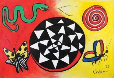 Alexander Calder (1898 1976) Butterfly and Serpent, 1975. Gouache on paper, 29G x 43 inches. Signed and dated lower right: Calder 75 (continued from p.