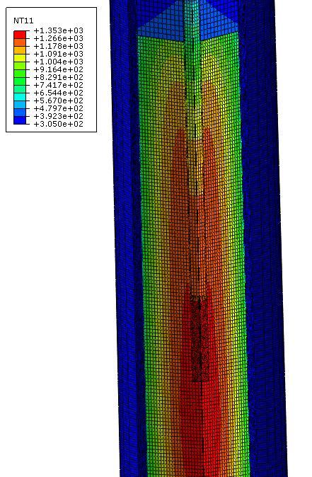Temperature ( ) Thermal analysis of a fuel rod 9 Compensation of temperature difference due to the hole in the fuel pellet Modeling of fuel rod mockup Thermocouple Result of thermal analysis Analysis