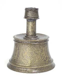 78 Brass candlestick adorned with inscriptions, birds, arabesques and a blazon of a Mamluk ruler, Egypt 1330-1340 Museum of Islamic Art, Benaki Museum organisations, are expected to create, within a
