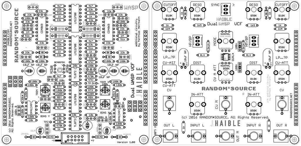 The R*S kit consists of a main pcb and a matching panel pcb which serves as an interface to the front panel. Bot pcbs version 1.