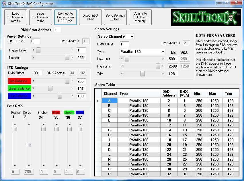 SkullTroniX Board Of Chuckie configuration tool One of the key features of the BoC is that it s easy to configure the board over the DMX network.