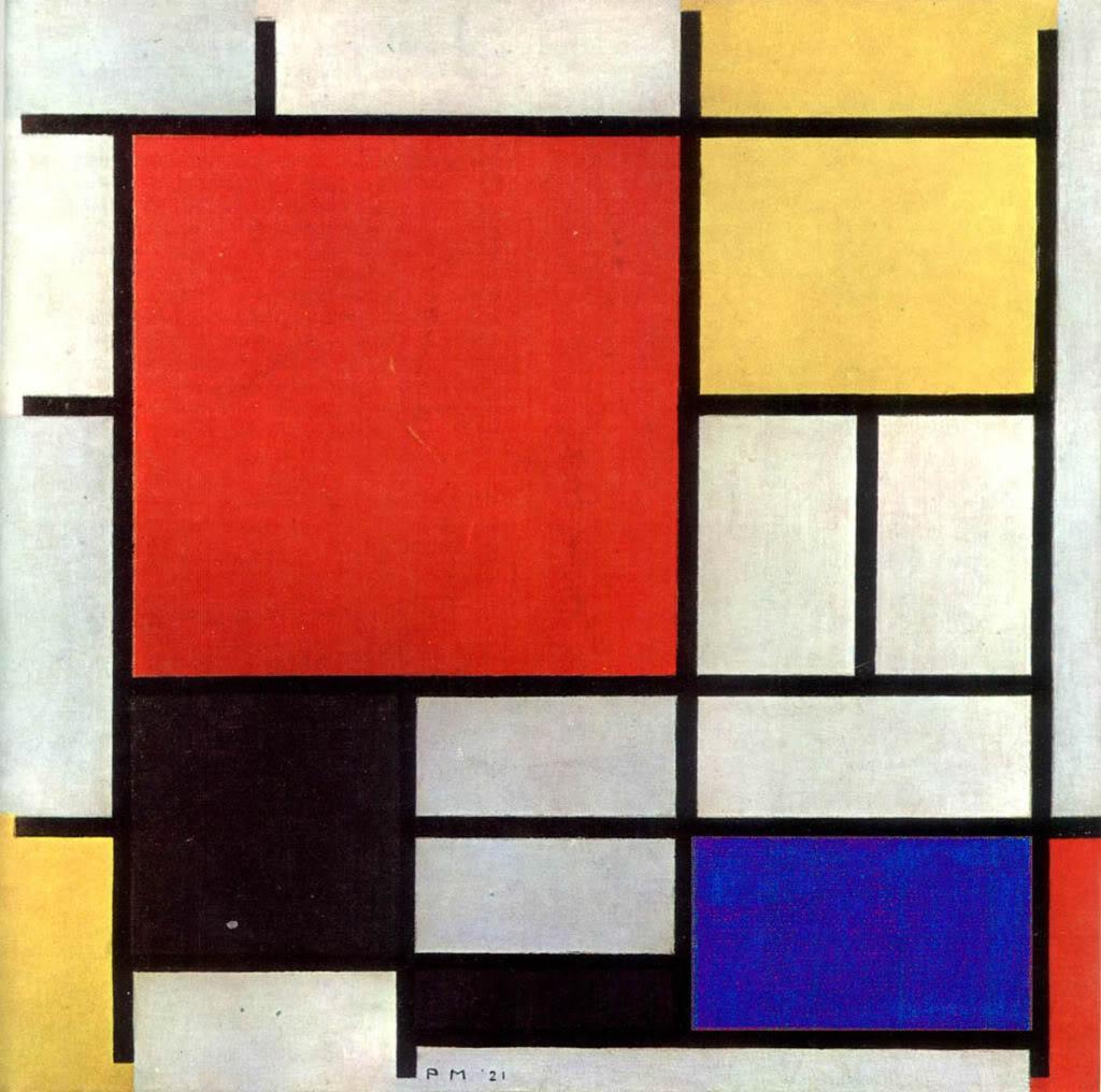 Geometric Shapes in Art Piet Mondrian painted lines that overlap