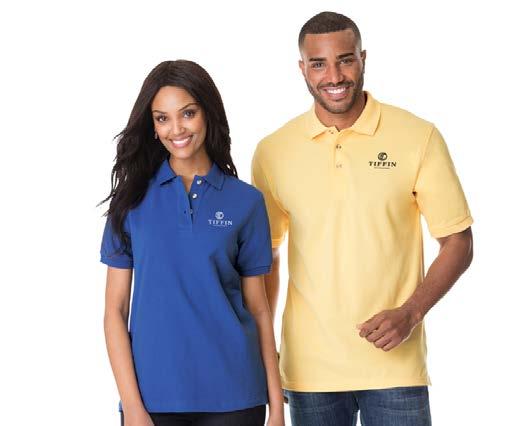 PIQUE KNIT POLO A favorite year after year, these polos are known for their exceptional range of colors, styles and sizes. The soft pique knit is shrink-resistant and wash and wear.