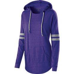 Holloway Ladies Hooded Low Key Pullover Tri-Blend Vintage Heather is constructed with 50% polyester, 37% cotton and 13% rayon and has the softest feel Thick drawcord onhood Rib-knit cuffs Contoured