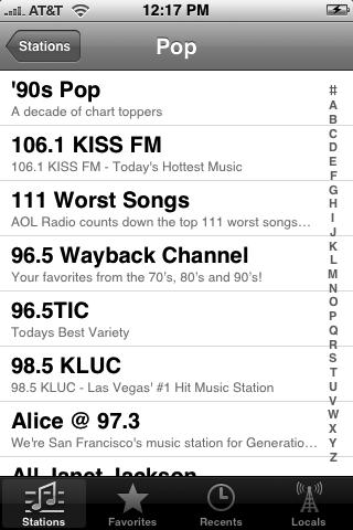 FIGURE 22-3: Each AOL Radio category contains multiple stations. FIGURE 22-4: The station screen shows information about the music currently playing. 5.