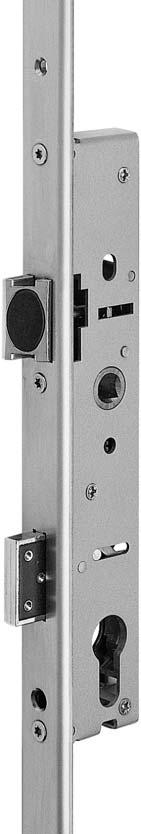 Case equipped with pivoting dead hook and cylindrical spring bolt. Faceplate in stainless steel. Centre distance 92 mm, follower 8 mm. Reversible spring bolt equipped with LPS system.