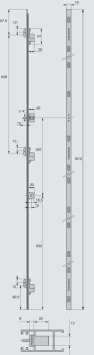 6402.00.0 6402 / 6403: SURFACE-MOUNTED LONG INTEGRATED FACEPLATE FOR SLIDING DOORS AND WINDOWS Surface-mounted on the profile edge. Faceplate in stainless steel.