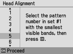 4 Press u or d to select Head Alignment, then press OK. You see a confirmation screen: 5 Press Print.