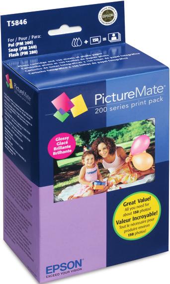 Need a New Print Pack? The PictureMate 200 Series Print Pack has everything you need to print in one box: photo paper and a photo cartridge.
