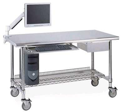 5 Figure 2.1: Stainless steel lab table shown with optional shelf, drawer, keyboard tray 2.