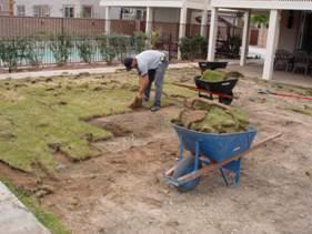 Remove any grass, sod, tree roots, mulch, rocks, and any debris from installation area 3.