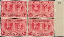 RHODESIA 1910-13 DOUBLE HEAD ISSUE THE ROYAL PALM COLLECTION ONE PENNY Ex 1020 1021 1022 x1020 + Plate A, bright