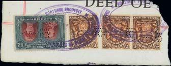 RHODESIA 1910-13 DOUBLE HEAD ISSUE THE ROYAL PALM COLLECTION One Pound, RSC E, (Bright) carmine and (greenish blue) slate, Long Gash printing - contd.