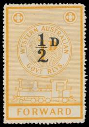 {Website} (5) 50 913 W A- Lot 913 1918 Surcharge '½D' on 1d yellow-orange, unused, Elsmore Online $1200 (mint). Rare.