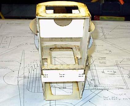 Note: An alternate approach is to use a bench or belt sander for this step. Front Fuselage Box Construction With the box glued up square and true, add the formers at stations F2 F4.
