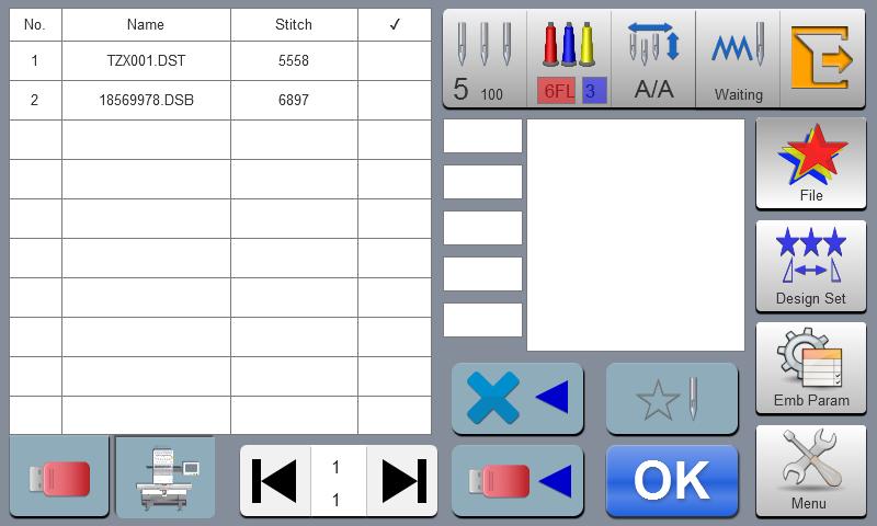 Part 3 Embroidery Card Management In main interface, press as in the following Fig: key to enter into embroidery card management interface, interface.