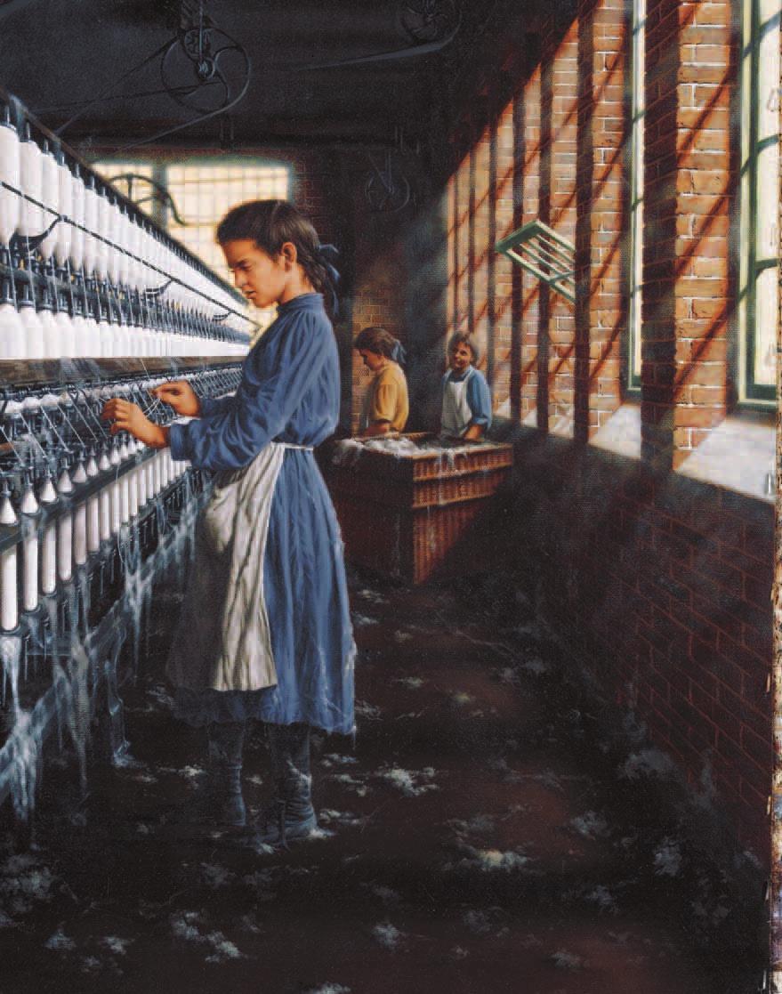 History Close-up Text Life of a Mill Girl Girls had to keep their hair pulled back