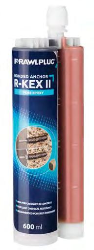 R-KEX II Pure epoxy resin kotwica concrete with Threaded Rods recommended for deep anchorage underwater applications Approvals and Reports Base materials Approved for use in: Curtain walling