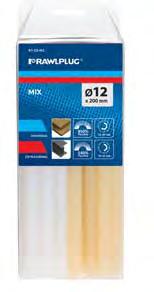 1 1 Bag RT-GS-M Set of universal and extra strong glue sticks Rawlplug code Glue size Length Quantity  1 234