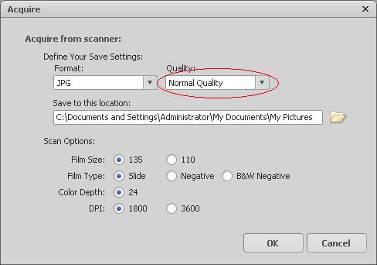 3. Define your save as settings: a) There are two formats JPG or TIF for setting.