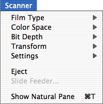 Macintosh (Mac OS X) Scanner (displayed only when scan window is active) Settings Tools Help Show Nikon Browser Open the Nikon Browser