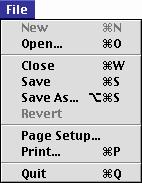 Macintosh (Mac OS 9) Apple menu File (continued) Edit About Nikon Scan Display version information for Nikon Scan. File New This command can not be used.