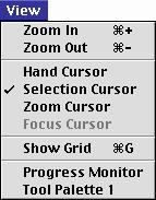 Macintosh (Mac OS 9) View Image Show Grid Display or hide the layout grid in the active window. Settings Progress Monitor Display the progress window.