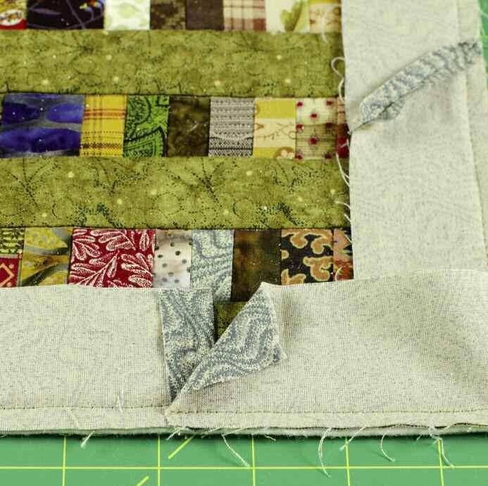 Start sewing at the edge with a 1/4" seam allowance.