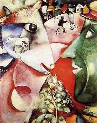 Marc Chagall: His style is based on Cubism with its fractured planes, but his subjects and presentation is purely personal.