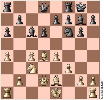 8. Nc3 O-O 9. Be2 Bd7 10. Qd2 a6 16. Bd1 b5 17. b4 Ne6 18. Bb3 bxc4 11. a4 (This move makes a hole for his Knight at b4; 11. 0-0 would be stronger. Michael Robertson) 19.