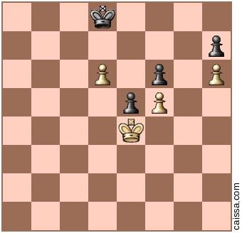47. Kd5 Kd7 (This gives White the draw. Ed Boldt) 48. h6 Kd8 49. Ke4 (If: 47 Kd8 {This allows Black to maintain a winning advantage. Ed Boldt} (49. Kc4 Kd7 50.