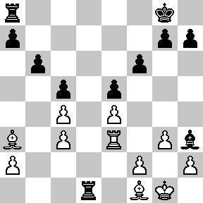 15. e4 Be6 16. Re3 b6 17. Ba3 Na5 18. Qc2 c5 19. Bb2 20. f4 Kh8 21. f5 Bf7 22. g4 Rc6 (If: 19. Rd1 Nc4 20.