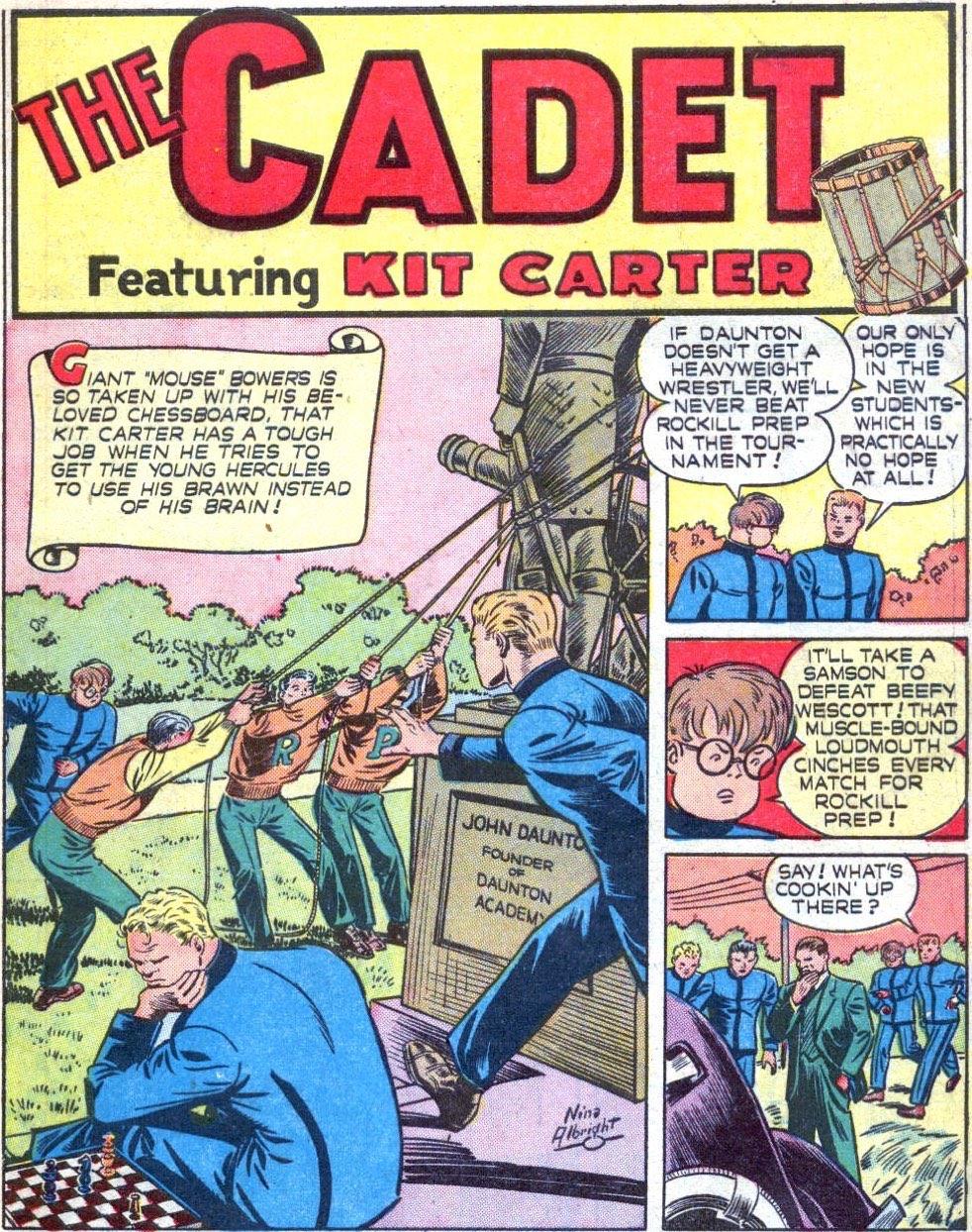 The Cadet, written by Nina Albright, is Target comic, Vol. 7, No. 11, Jan.