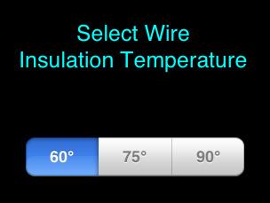 ambient temperature is displayed on the screen (default is 30 C). [Cu/Al]- (Copper/Aluminum) Use to set wire type to Copper or Aluminum. Button toggles between the two wire types.