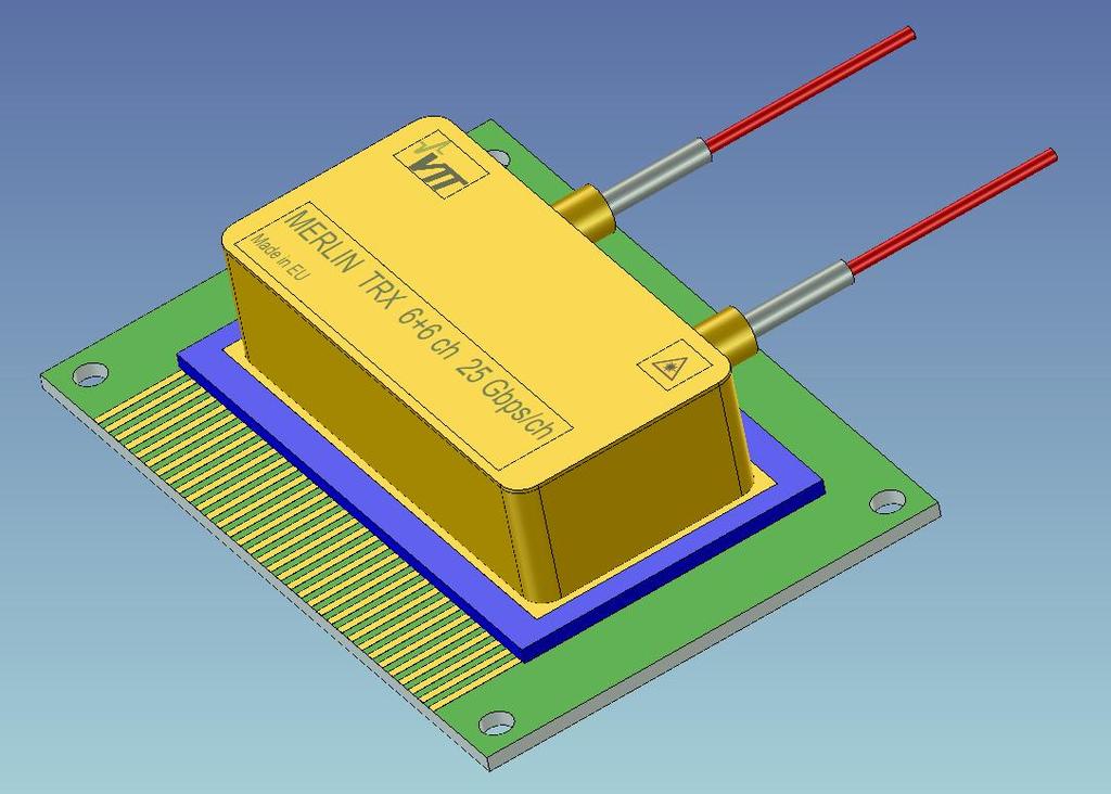 Figure 2. Sketch of hermetically sealed mid-board MCF transceiver module mounted on PCB. 3.