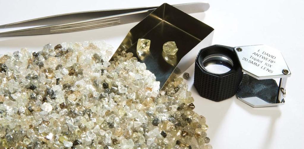 Attractive Diamond Population Weighted average rough diamond prices: Star Kimberlite: US$231/ct, Orion South Kimberlite: US$187/ct World average rough diamond price 2016: US$092/ct These diamonds