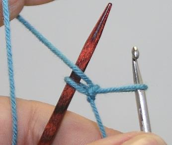 Make a slip knot into the yarn and place the slip knot loop onto the