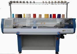 FLAT KNITTING MACHINE: Flat machines have their needles mounted in a flat plate or needle bed or in two beds at right angles to each other and each at a 45 angle to the horizontal.