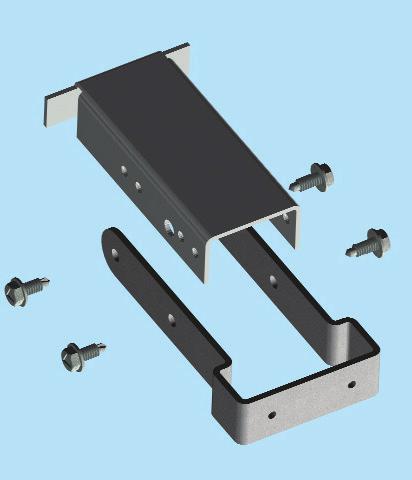 Hold position and secure using (4) 1/4-20 x 7/8 self-drilling screws. (see Fig. 6) Slide the top plate extension assembly into the header bracket.