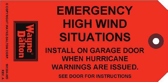 Windload Label Locations 2 3 1 1 Applied by Installer - One (1) Emergency High Wind Situations Tags (161384) per post -Tags are to be applied to post(s) when stored on