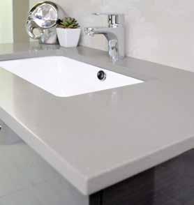 (Centre bowl on 600mm, 750mm, 900mm & 1200mm) Basin options See page 13 Top Cherry Pie premium solid surface bench top available in 7 colours Friday Hybrid Quartz bench top