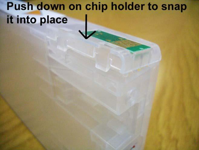 A chip failure is indicated by the cartridge not being recognized by the printer after resetting. Replacement chips can be obtained from the supplier where the cartridge kit was purchased.