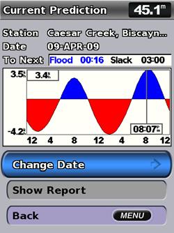 Viewing Information 1. Select Information > Tides & Currents > Currents. 2. Select a current station. Current-station information is shown.
