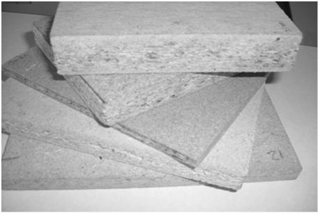 Particleboard What: non structural panel made with particles from sawmill waste Uses: smooth surface