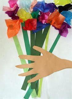 hand with flowers Demonstrate the technique Child s Process Choose either tissue paper flowers or